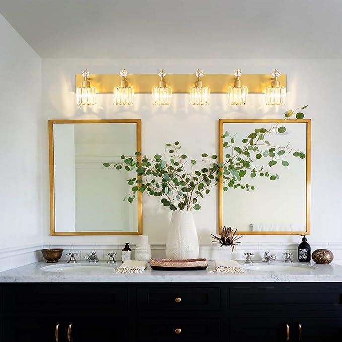 PRESDE Crystal 6 Light Bathroom Vanity Lights Gold Vanity Light - Image 4