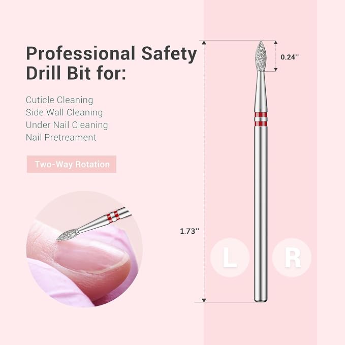 MelodySusie 2.1mm Nib Shape Cuticle Clean Nail Drill Bit 3/32'', Professional - Image 5