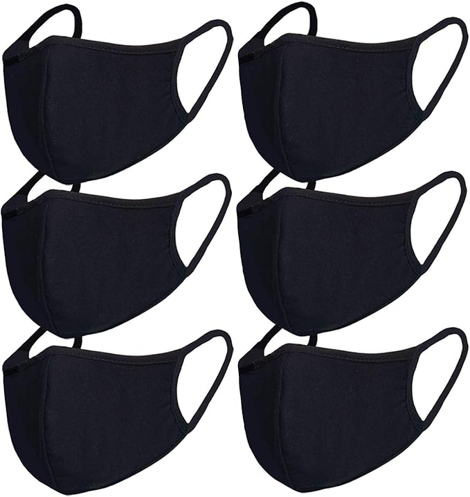 FECEDY 6pcs/Pack Black Mask Windproof Dustproof Masks Breathable Reusable Washed by FECEDY