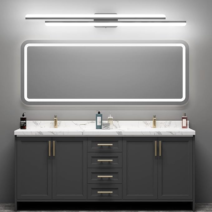 Ralbay 48" Matte Black Vanity Lights 48W Frosted Aluminum Modern LED Black - Image 3