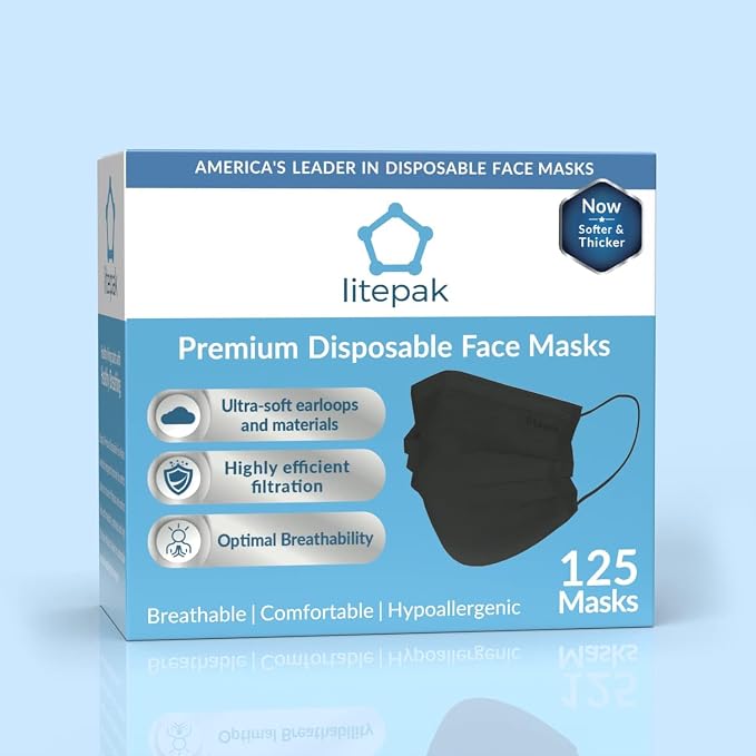 Litepak 125-Pack Disposable Face Mask Premium Comfort Earloops - Image 8