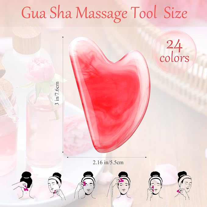 Sherr 24 Pcs Gua Sha Facial Tool Resin Gua Sha Massage Tool Heart Shaped Gua - Image 2