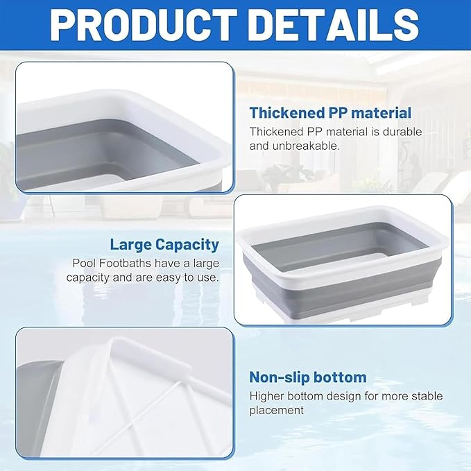 Pool Foot Bath Tray for Swimming Pool, Non- Slip Collapsible Foot Bath for Pool - Image 6