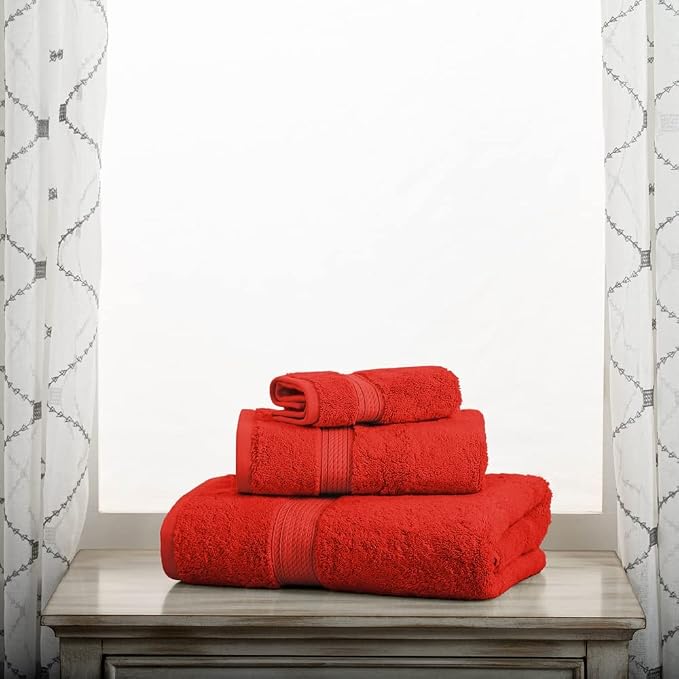 SUPERIOR Egyptian Cotton Pile 3 Piece Towel Set, Includes 1 Bath, 1 Hand - Image 9