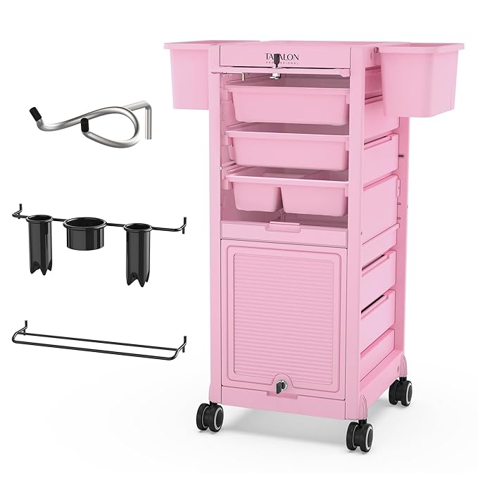 TASALON Pink Lockable Salon Cart by TASALON