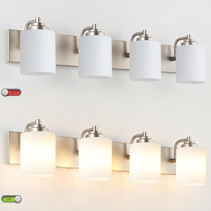 SOLFART Brushed Nickel Bathroom Vanity Light Vintage 4 Light Wall Light - Image 7