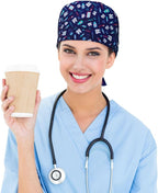 Working Cap Scrub Caps with Sweatband Adjustable Tie Back Hat Nurse Surgical - Image 5
