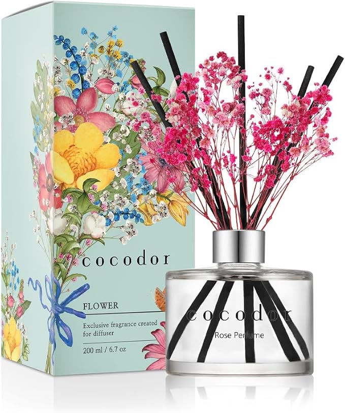 COCODOR Preserved Real Flower Reed Diffuser/Rose Perfume / 6.7oz / 1 Pack/Reed by COCODOR