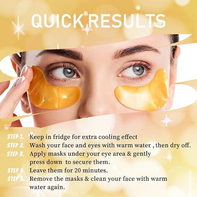 Vandarllin24K Gold Powder Gel Collagen Eye Masks Sheet Patch, Remove Bags - Image 3