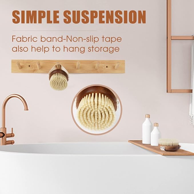 SAMEBUTECOBody Brush Solid Acacia Wood Boar Bristles Bath Brush - Image 6