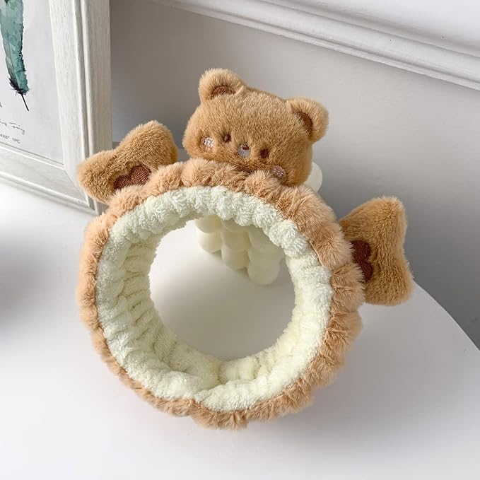 Kawaii Spa Cute Bear Headband for Women Skin Care, Makeup and Wash - Image 3