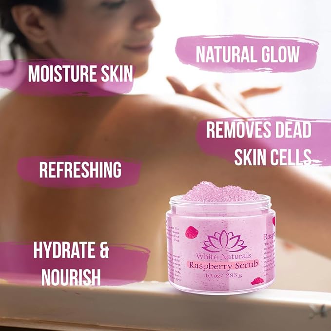Organic Raspberry Scrub, Natural Exfoliating Salt Body & Face Scrub, Pure - Image 5