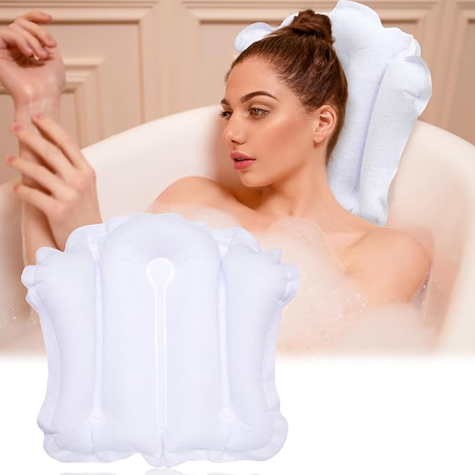 Jetec Inflatable Bath Pillow for Tub Non Slip Bathtub Pillow Soft Comfortable by Jetec