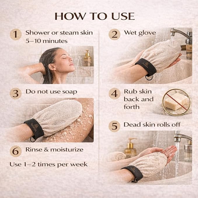 Moroccan Kessa Exfoliating Glove – Soft Hammam Exfoliating Mitt – Dead Skin - Image 5
