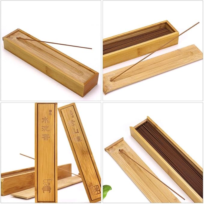 HEALLILY Bamboo Incense Stick Holder and Storage Box - Image 7