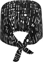 Scrub Cap for Women and Men Boho Black Leaf Pattern Adjustable Breathable - Image 8