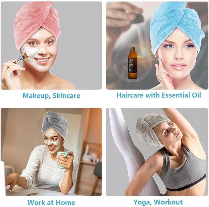 AIDEA Microfiber Hair Towel Wrap, 5 Pack Hair Turbans, Super Absorbent Quick - Image 7