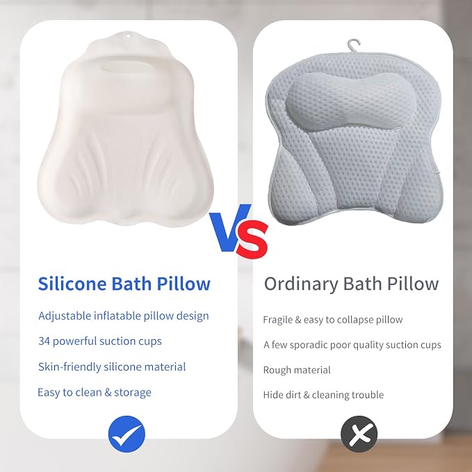 Goowin Bath Pillows for Tub, New Generation Skin-Friendly Silicone Bath Pillow - Image 5