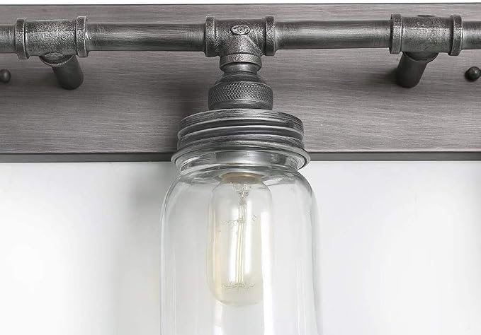LNC 24'' Large Bathroom Light Fixtures, Industrial 3 Mason Jar Vanity Light - Image 3