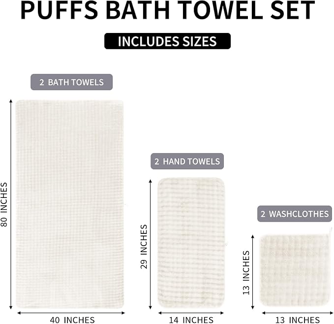 KBY Bath Towels Set 6 Piece 40x80 Inches，2 Extra Large Bath Sheets 2 Hand - Image 9