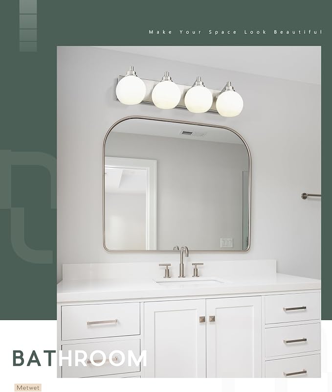 Bathroom Light Fixtures, 4 Light Brushed Nickel Vanity Light, 26 Inch Modern - Image 6