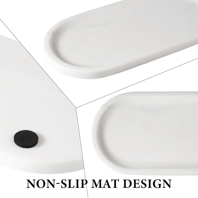 Koville Natural Marble Tray for Bathroom Decor Countertop, Vanity Tray Italy - Image 4