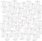 48 Pack Warm White Unscented Clear Glass Filled Votive Candles. Hand Poured Wax - Image 9