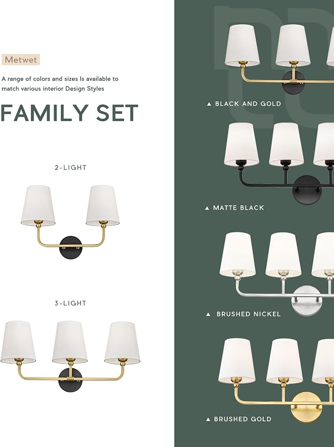 2-Light Bathroom Light Fixtures, Double Wall Sconce - Image 6