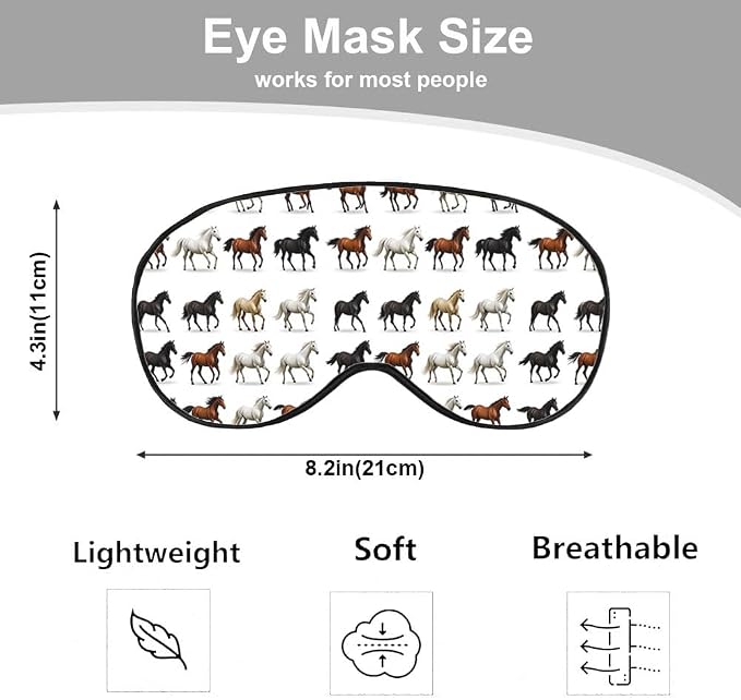 Silk Brown White Horse Eye Mask Animal Design, Adjustable Strap - Image 2