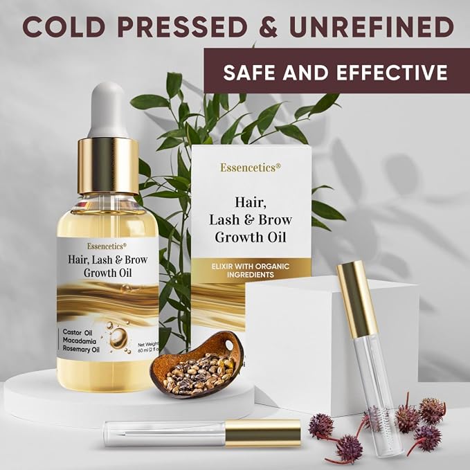 Castor Oil Organic Cold Pressed Unrefined Glass Bottle, Eyebrow Eyelash Growth - Image 5