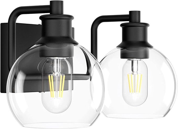 Tipace 2 Lights Industrial Bathroom Vanity Light Fixtures Over Mirror Black - Image 2
