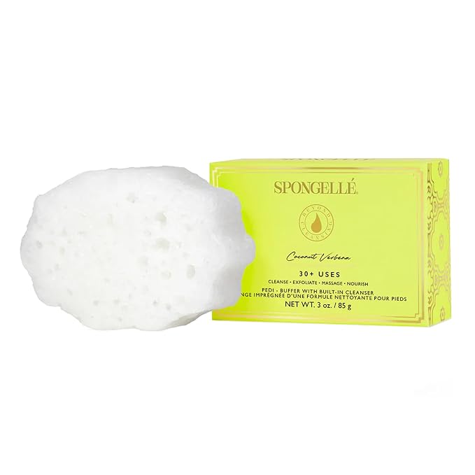 Spongellé Coconut Verbena Pedi Buffer Bath Sponge | Exfoliating Foot & Heel by Spongell%C3%A9