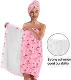 Women’s Pink Cherry Bath Wrap and Hair Towel Set, Soft Absorbent Microfiber - Image 4