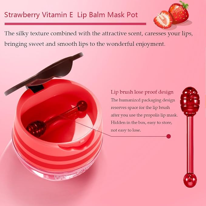2PCS Bee Lip Balm Honey Pot, Fruit Moisturizing Propolis Lip Mask, Lip Mask - Image 2