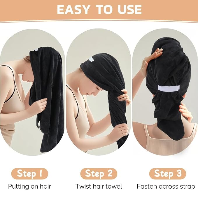 SUNLAND Microfiber Hair Towels Anti Frizz Hair Drying Towel Super Absorbent - Image 4