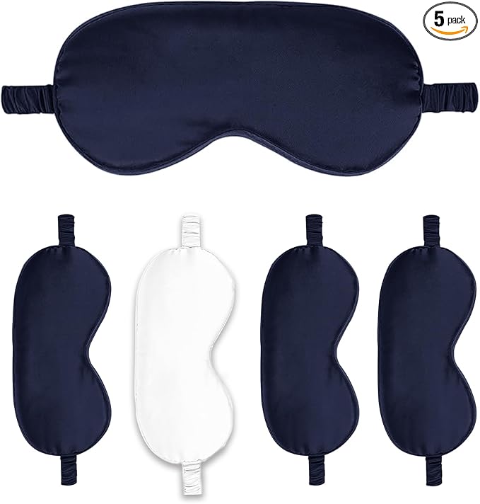 Sleep Masks 5PACK Silk Eyes Cover Satin Eye Mask Silky Blackout Soft Blindfold by WJingYiJia