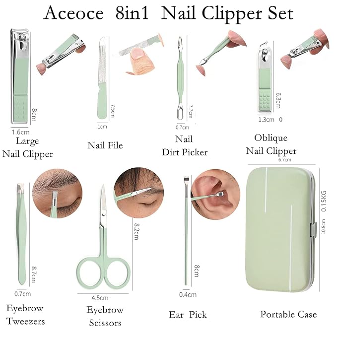 Aceoce Manicure Set Business Gifts Handheld Sized, Nail Clippers Set Tools - Image 3