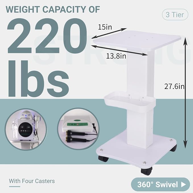 uyoyous 3 Tier Esthetician Rolling Cart - Image 2