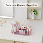 360 Rotating Vanity Makeup Organizer, 2 Small Trays & 5 Compartments - Image 5
