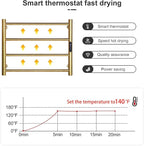 Heated Towel Rack Gold, 4 Bars Towel Warmer Rack - Image 4