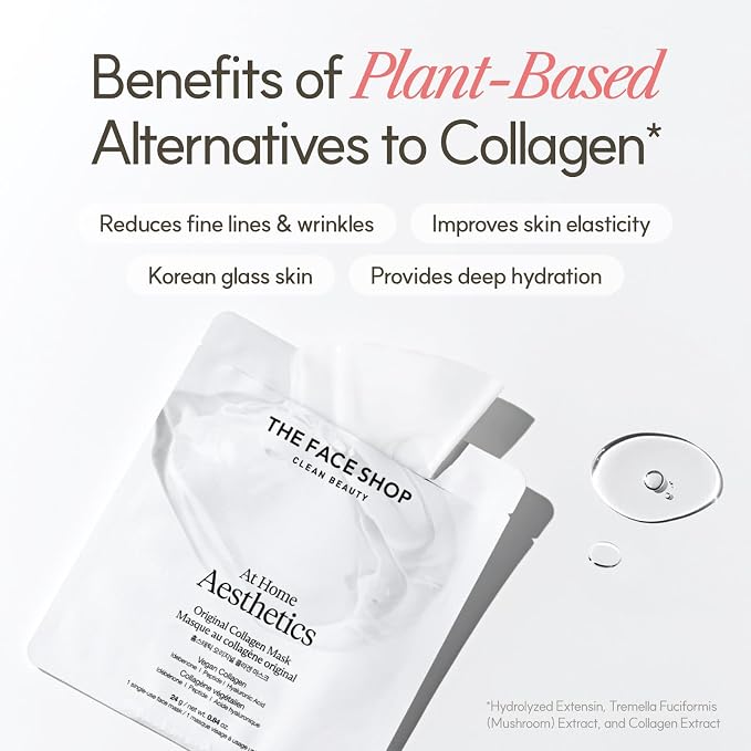 THE FACE SHOP Original Vegan Collagen Face Mask, Korean Glass Skin Essential - Image 5