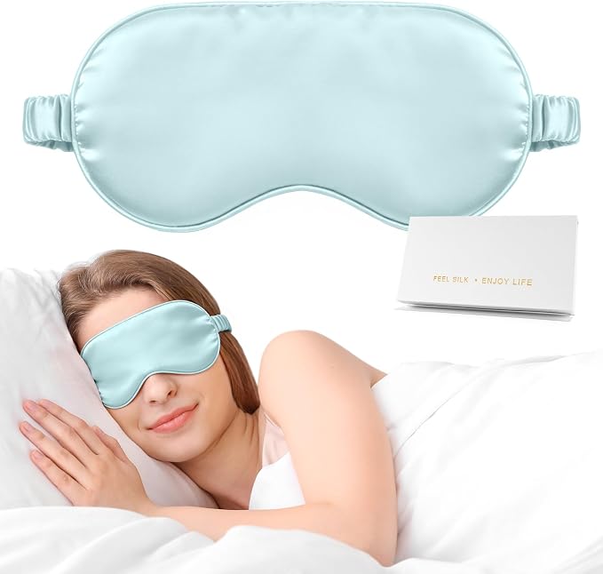 Silk Sleep Mask, Eye Mask for Sleep Women Men, Mulberry Sleeping Mask by Doitory