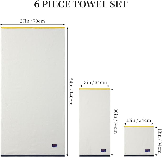 REDKISS 6 Piece Luxury Bath Towel Set, 2 Bath Towels, 2 Hand Towels, 2 - Image 3