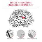 Love Hearts Shower Cap For Women Reusable Waterproof Double Layers Bath Cap - Image 4