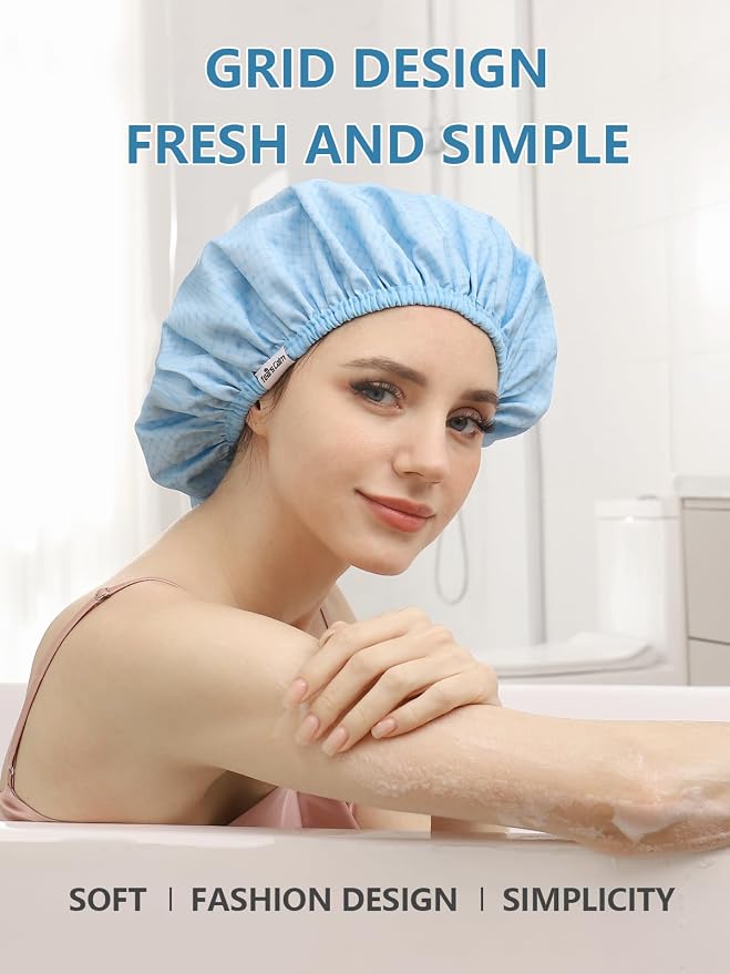 Years calm Shower Caps for Women Reusable Waterproof, Double Layer Waterproof - Image 6