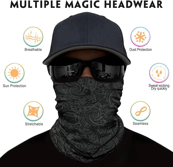 Venswell Neck Gaiter Face Mask Men Women, Seamless Bandana Rave Face Cover - Image 3