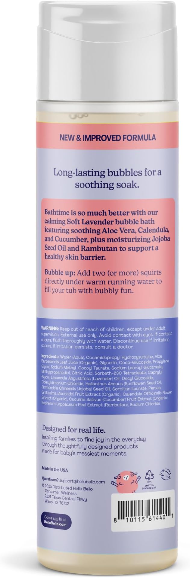 Hello Bello Ultra-Hydrating Baby Bubble Bath, Soft Lavender Scented, Tear Free - Image 2