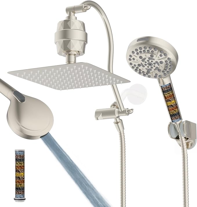 Hibbent All Metal 10'' Filtered Rainfall Shower Head Combo, High Pressure by Hibbent