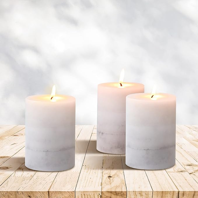 Set of 3 Scented Pillar Candles Creamy Coconut Scented 3" x 4" Long-Lasting - Image 9