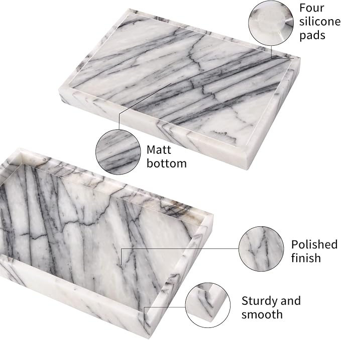 Marble Bathroom Vanity Tray, Natural Luxury Vanity Home Kitchen Bathroom Table - Image 5